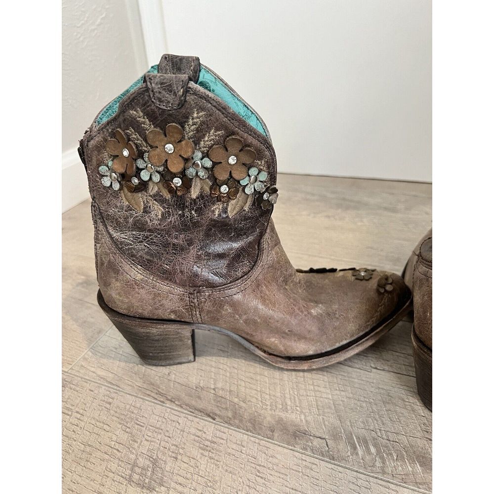Corral Embellished Embroider Floral Flowers Western Cowboy Boot Women's size 8.5 - Picture 4 of 11
